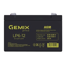 Аккумуляторные батареи Аккумуляторная батарея Gemix LP6-12 Чорний