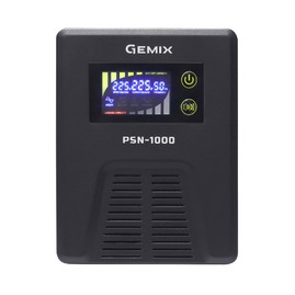 Джерела безперебійного живлення ДБЖ Gemix PSN-1000 LCD, 1000ВА/600 Вт, 2хEURO Schuko Чорний