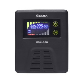 Джерела безперебійного живлення ДБЖ Gemix PSN-500 LCD, 500ВА/300 Вт, 1хEURO Schuko Чорний